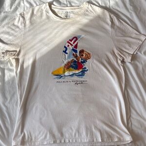 Ralph Lauren White Polo Bear Sailboat Tee